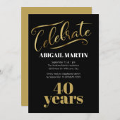 Black Gold White 40e verjaardag Kaart (Voorkant / Achterkant)