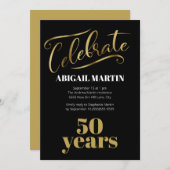 Black Gold White 50e verjaardag Kaart (Voorkant / Achterkant)