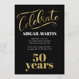 Black Gold White 50e verjaardag Kaart