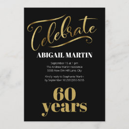 Black Gold White 60e verjaardag Kaart