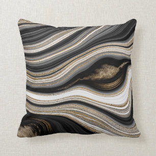 Black Gold White Agate modern Kussen