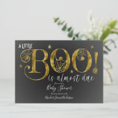 Black Gold White BOO Elegant Baby shower Kaart (Staand voorkant)