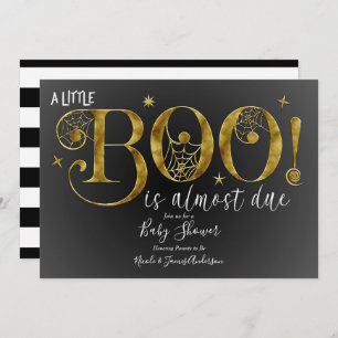 Black Gold White BOO Elegant Baby shower Kaart