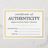 Black Gold White Certificate of Authenticity Folie Uitnodiging (Voorkant)