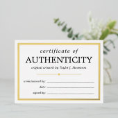 Black Gold White Certificate of Authenticity Folie Uitnodiging (Staand Voorkant)