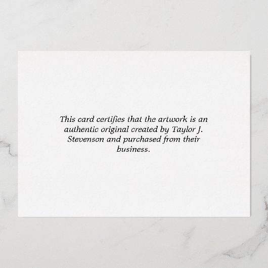 Black Gold White Certificate of Authenticity Folie Uitnodiging (Achterkant)