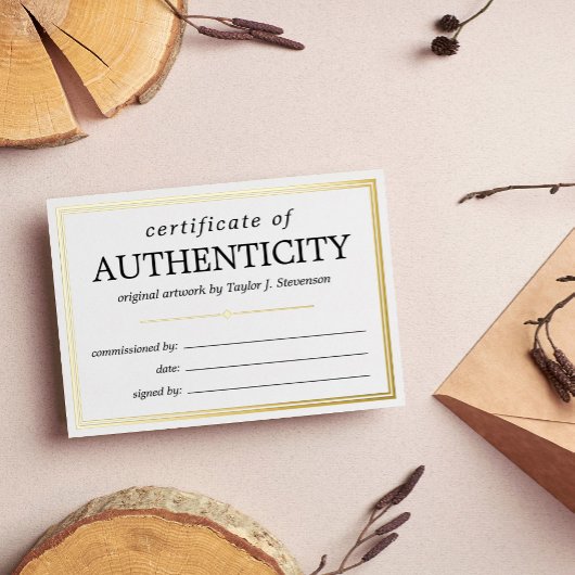 Black Gold White Certificate of Authenticity Folie Uitnodiging