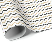 Black Gold White Chevron Zig Zag Pattern Cadeaupapier (Rol Hoek)