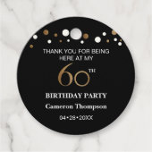 Black Gold White confetti 60e verjaardag Bedankjes Labels (Voorkant)