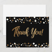 Black Gold White Confetti Afstuderen bedankt (Voorkant / Achterkant)
