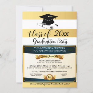 Black Gold White Diploma Gradua Party Foto Kaart