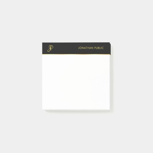 Black Gold White Elegant Monogram Moderne Sjabloon Post-it® Notes (Voorkant)
