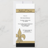 Black Gold White Fleur de Lis Rehearsal Dinner Kaart (Achterkant)