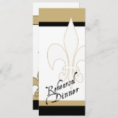 Black Gold White Fleur de Lis Rehearsal Dinner Kaart (Voorkant / Achterkant)