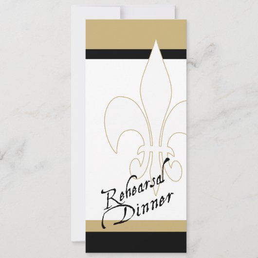 Black Gold White Fleur de Lis Rehearsal Dinner Kaart (Voorkant)