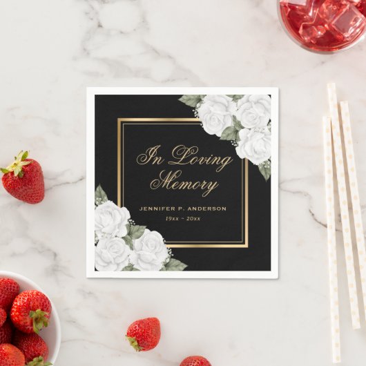 Black Gold White Floral Memorial Funeral Servet (Insitu)