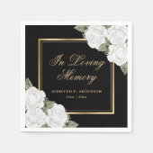 Black Gold White Floral Memorial Funeral Servet (Voorkant)