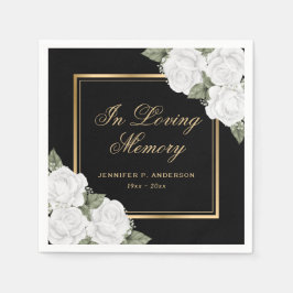 Black Gold White Floral Memorial Funeral Servet