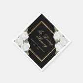 Black Gold White Floral Memorial Funeral Servet (Hoek)