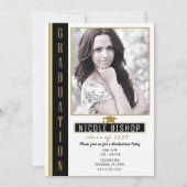 Black Gold White Graduparty foto Kaart (Voorkant)