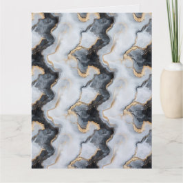 Black, Gold & White Marble Folded Greeting Card Kaart