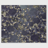 Black Gold White Modern  Floral Toile Cadeaupapier (Vlak)