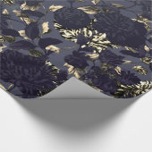 Black Gold White Modern  Floral Toile Cadeaupapier (Hoek)
