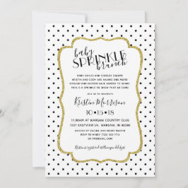 Black Gold White Polkadot Baby Sprinkle Invitation Kaart