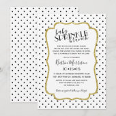 Black Gold White Polkadot Baby Sprinkle Invitation Kaart (Voorkant / Achterkant)