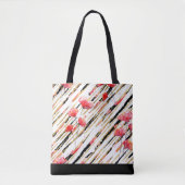 *~* Black Gold White Poppy Pattern Tote Bag (Voorkant)