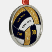 Black Gold White, Volleyball Ornaments Personalize Metalen Ornament (Rechts)