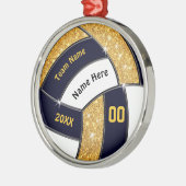 Black Gold White, Volleyball Ornaments Personalize Metalen Ornament (Links)