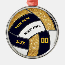 Black Gold White, Volleyball Ornaments Personalize