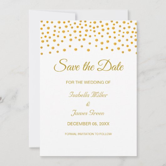 Black Gold White Wedding Save the Date Invitation Kaart (Voorkant)