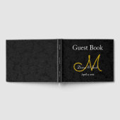 Black Gold White Weduwen Afbeelding Monogram Gastenboek (Volledig)