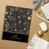 Black Gold Wildflowers floral bloom 2026  planner