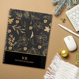 Black Gold Wildflowers floral bloom 2026  planner