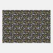 Black Gold Winter Botanicals Birds Christmas  Inpakpapier Vel (Voorkant 2)