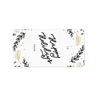 Black & Gold Winter Floral - gift label