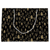 Black Gold Winter Trees patterned Large Gift Bag Groot Cadeauzakje (Voorkant)