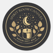 Black & Gold Witchy Apothecary Kaarsetiketten Ronde Sticker (Voorkant)