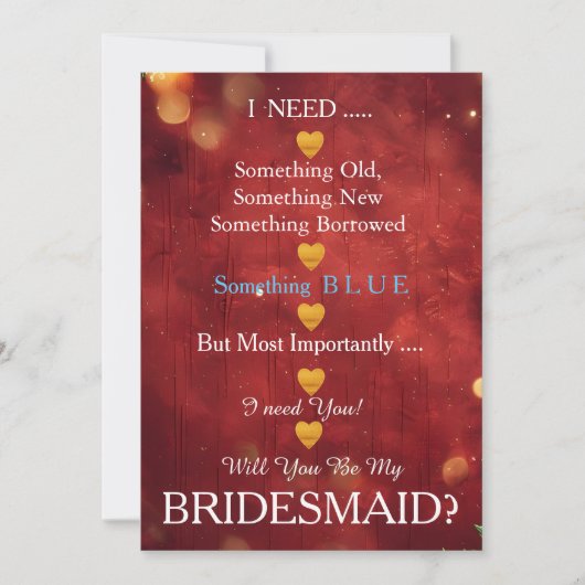 Black & Gold with Heart Will You Be my Bridesmaid Kaart (Voorkant)