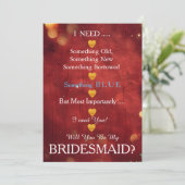 Black & Gold with Heart Will You Be my Bridesmaid Kaart (Staand voorkant)