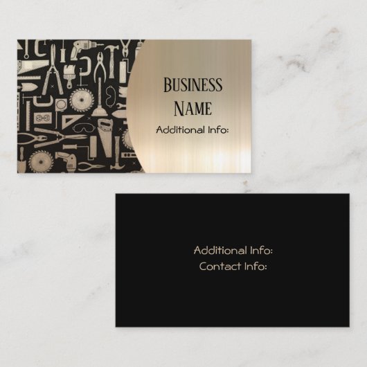 Black & Gold Workshop Tools Visitekaartje (Voorkant / Achterkant)