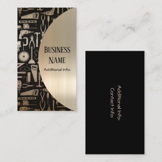 Black & Gold Workshop Tools Visitekaartje 2 (Voorkant / Achterkant)