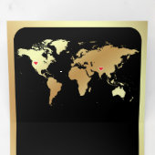 Black Gold World Map QR Code Photo Wedding Drieluik Uitnodiging (Binnenzijde eerst)
