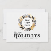 Black Gold Wreath Business Christmas Happy Feestdagenkaart (Voorkant)