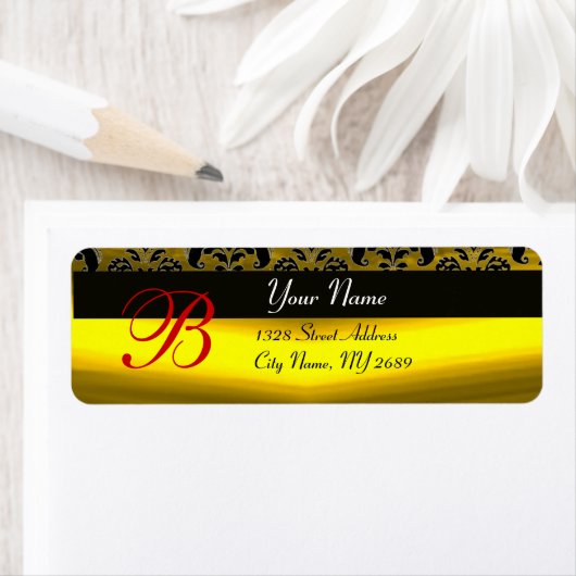 BLACK GOLD YELLOW DAMASKMONOGRAM ETIKET (Insitu)