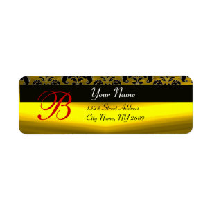 BLACK GOLD YELLOW DAMASKMONOGRAM ETIKET