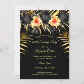 Black Gold yellow Hibiscus Tropical Florence Party Kaart (Voorkant)